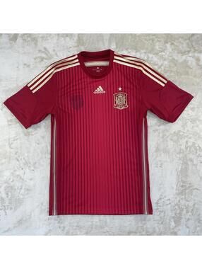 Spain National Team Jersey Men’s Medium Red Soccer Climacool Adidas Short Sleeve